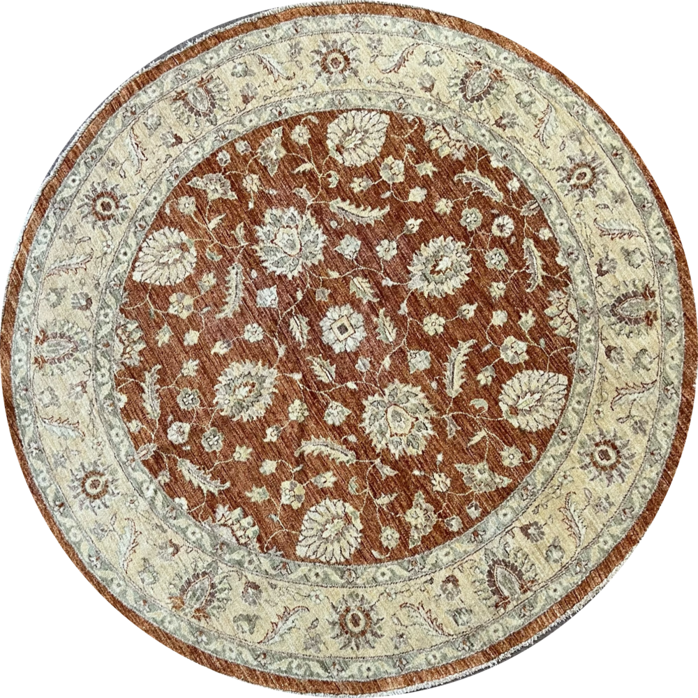 05456 Peshawar Afghan Orange Ivory 6-8 Round | Manoukian Rugs™ ws