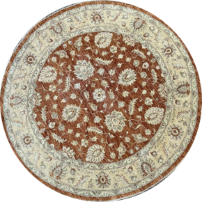 05456 Peshawar Afghan Orange Ivory 6-8 Round | Manoukian Rugs™ ws