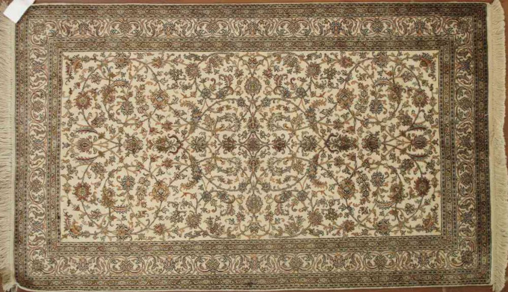 Kashmir Silk Indian Ivory Green 3x5-5 | Manoukian Rugs™