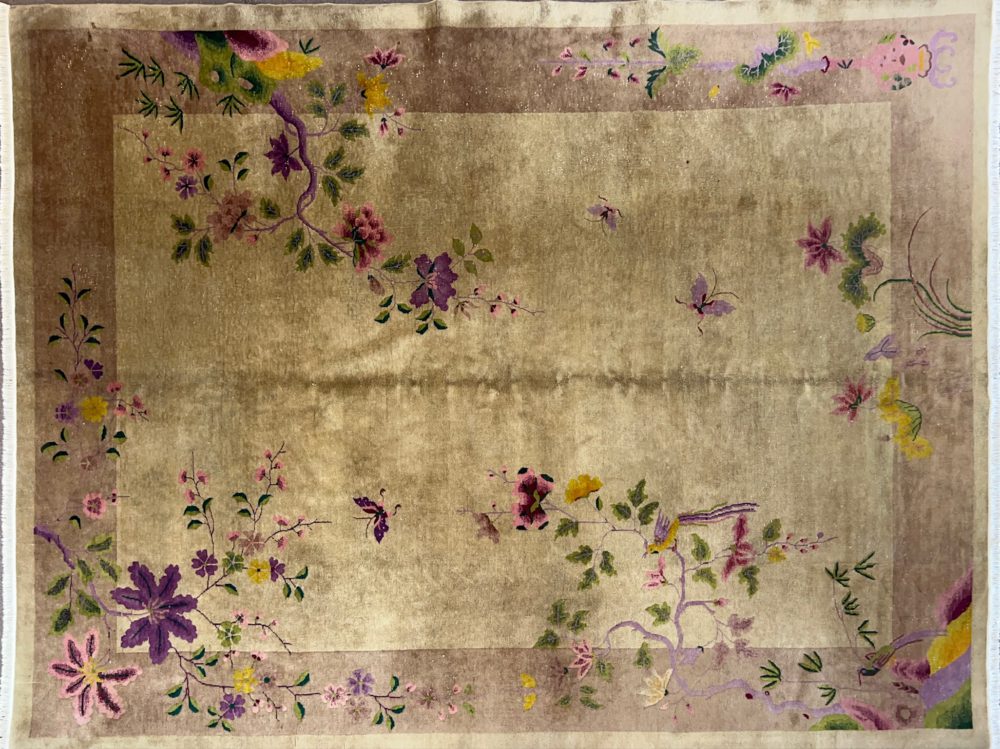 05809 Nichols Art-Deco Chinese Beige Purple Yellow 9x11-6 | Manoukian Rugs™