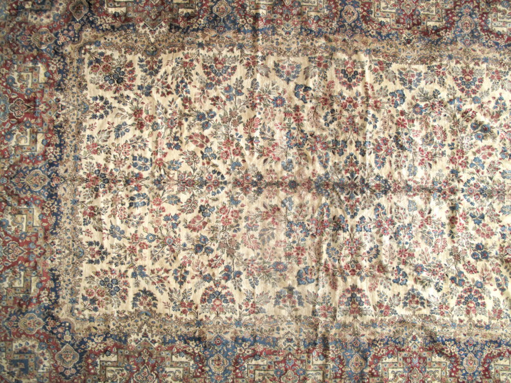 05821 Vintage Persian Kerman Natural Red Blue 12-3x19-6 | Manoukian Rugs™ ws