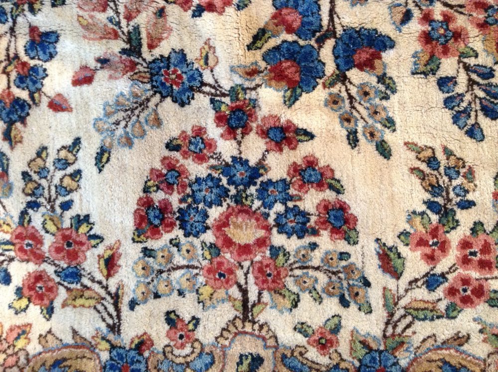 05821 Vintage Persian Kerman Natural Red Blue 12-3×19-6 | Manoukian Rugs™ cu