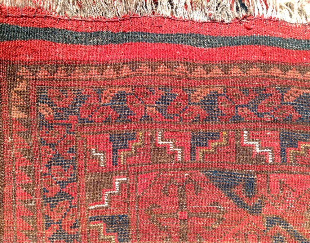 Ersari Afghan Red Blue 9-10x13 back | Manoukian Rugs™