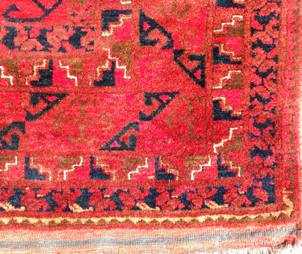 Ersari Afghan Red Blue 9-10x13 corner | Manoukian Rugs™