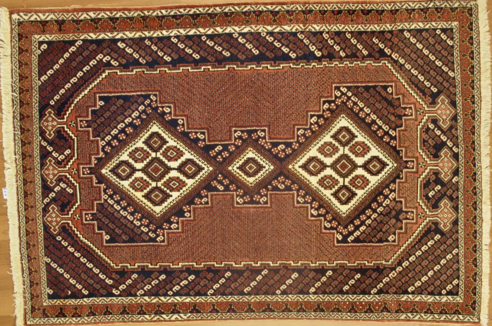 05183 Afshar Persian Orange Natural Blue 4 x 5-10 | Manoukian Rugs™