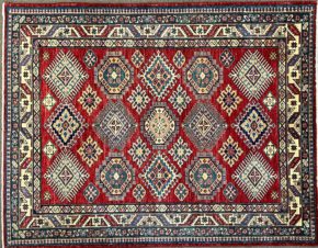 05066 Super Kazak Red Natural Blue 4-10x6-3 | Manoukian Rugs™ ws