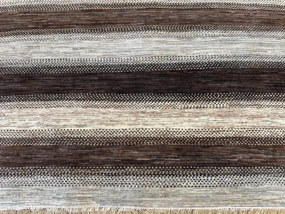 05478 Gabbeh Afghan 8-10×12 Brown White Grey ms | Manoukian Rugs