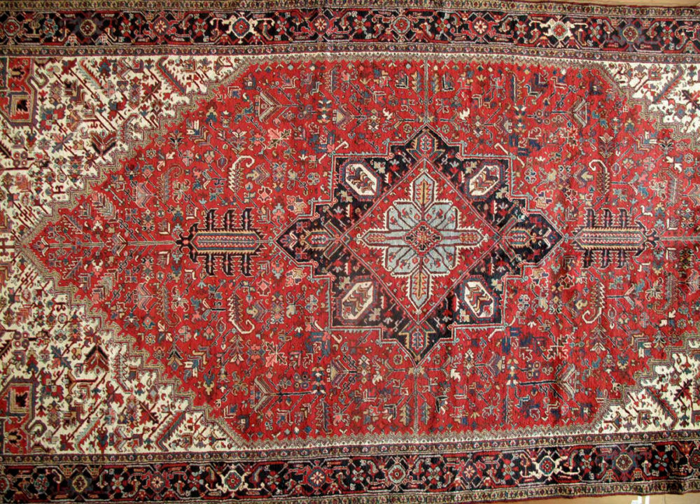 05820 Heriz Persian Red Natural Blue 9-8x19-10 | Manoukian Rugs™ ws