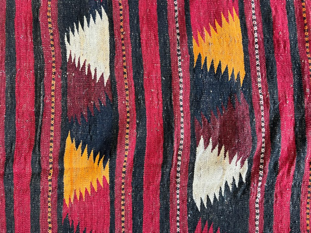 06051 Kilim Afghan Red Black Orange 6-3x8-3 | Manoukian Rugs™