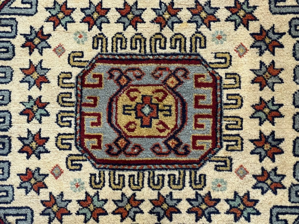 Kazak Turkish Orange Blue Yellow 4-5x6-6 | Manoukian Rugs™ - Image 2