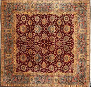 Agra Indian Red Green Yellow 12x12-3 | Manoukian Rugs™