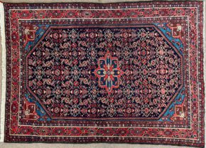 06215 Vintage Malayer Persian Blue Red Natural 4-9x6-10 | Manoukian Rugs™ ws