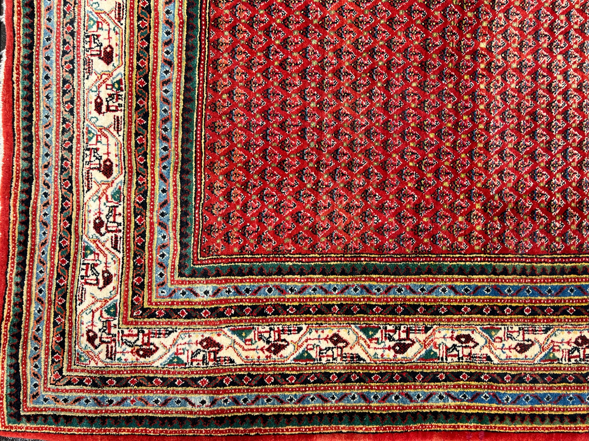 Vintage Persian Mir Sarouk Red White 9-10x12-2 | Manoukian Rugs™ - Image 2