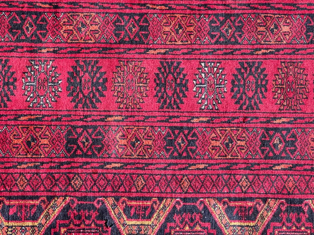 06515 Mori Afghan Red Black Yellow 6-4x9-2 cu2 | Manoukian Rugs™