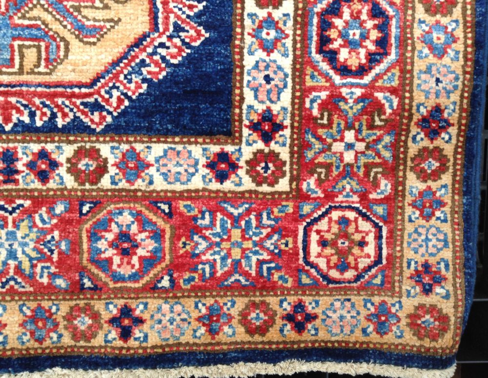 0517287 super kazak afghan blue natural red 2-9x12-7 corner