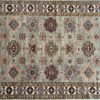 SS051722T264 Super Kazak Afghan Gray Beige Red 5x6-7 | Manoukian Rugs™