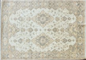 SS100520T137 Peshawar Afghan White Gray Beige 4-2x6 | Manoukian Rugs™