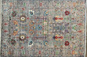 SS102822T369 Tribal Pakistani Gray Red Blue 5x7 | Manoukian Rugs™