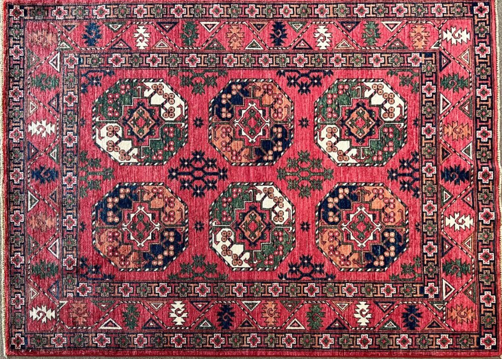 SS102822T377 Contemporary Pakistani Red Green Black 5x6-10 | Manoukian Rugs™