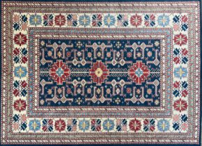 SS102822T384 Super Kazak Afghan Blue White Red 8-10x12-2 | Manoukian Rugs™